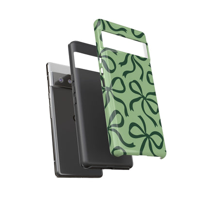 Bold Sage Green and Forest Green Bow Pattern Phone Case
