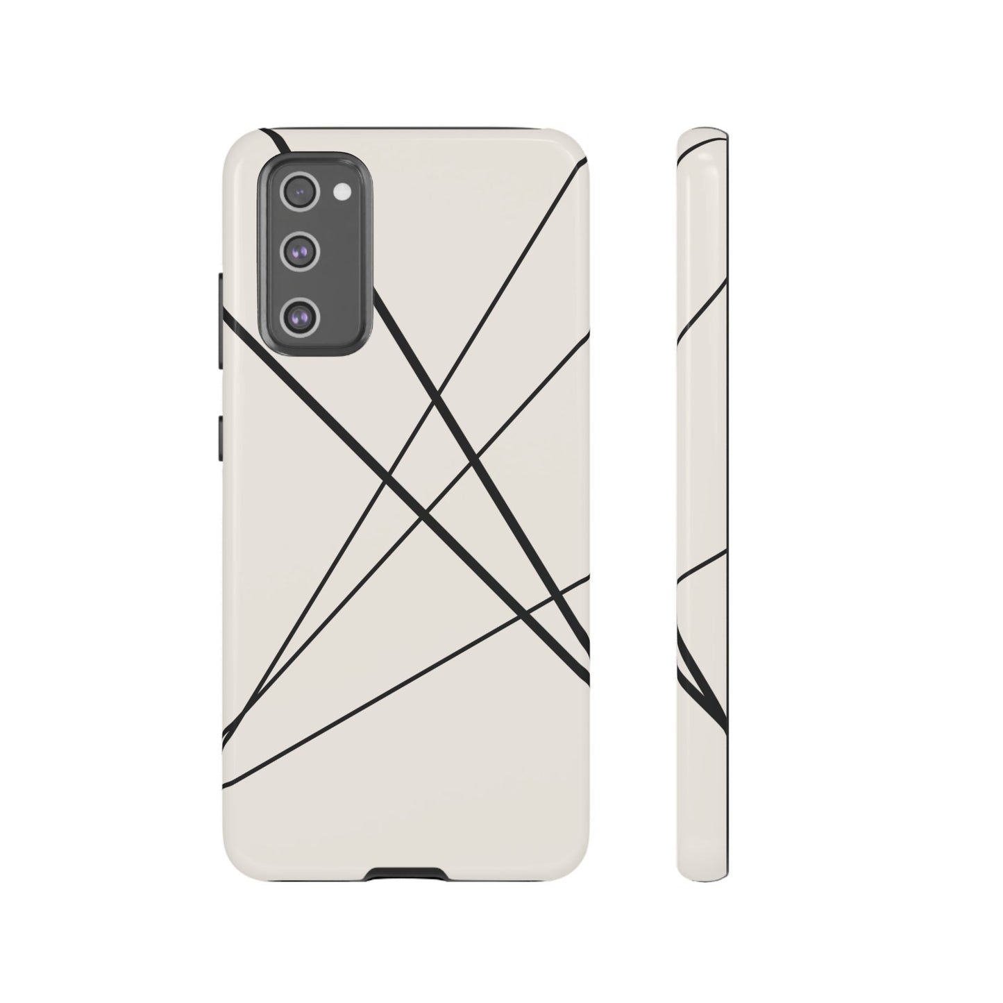 Samsung Galaxy S20 FE / Glossy Phone Case - Abstract White with Black Lines Phone Case