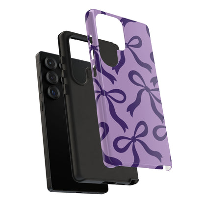 Bold Lilac and Deep Purple Bow Pattern Phone Case - Purple Phone Case