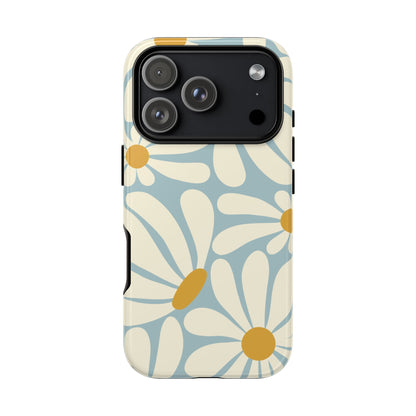 iPhone 17 Pro / Glossy Phone Case - ’Retro Blue Daisy Pattern’ Phone Case