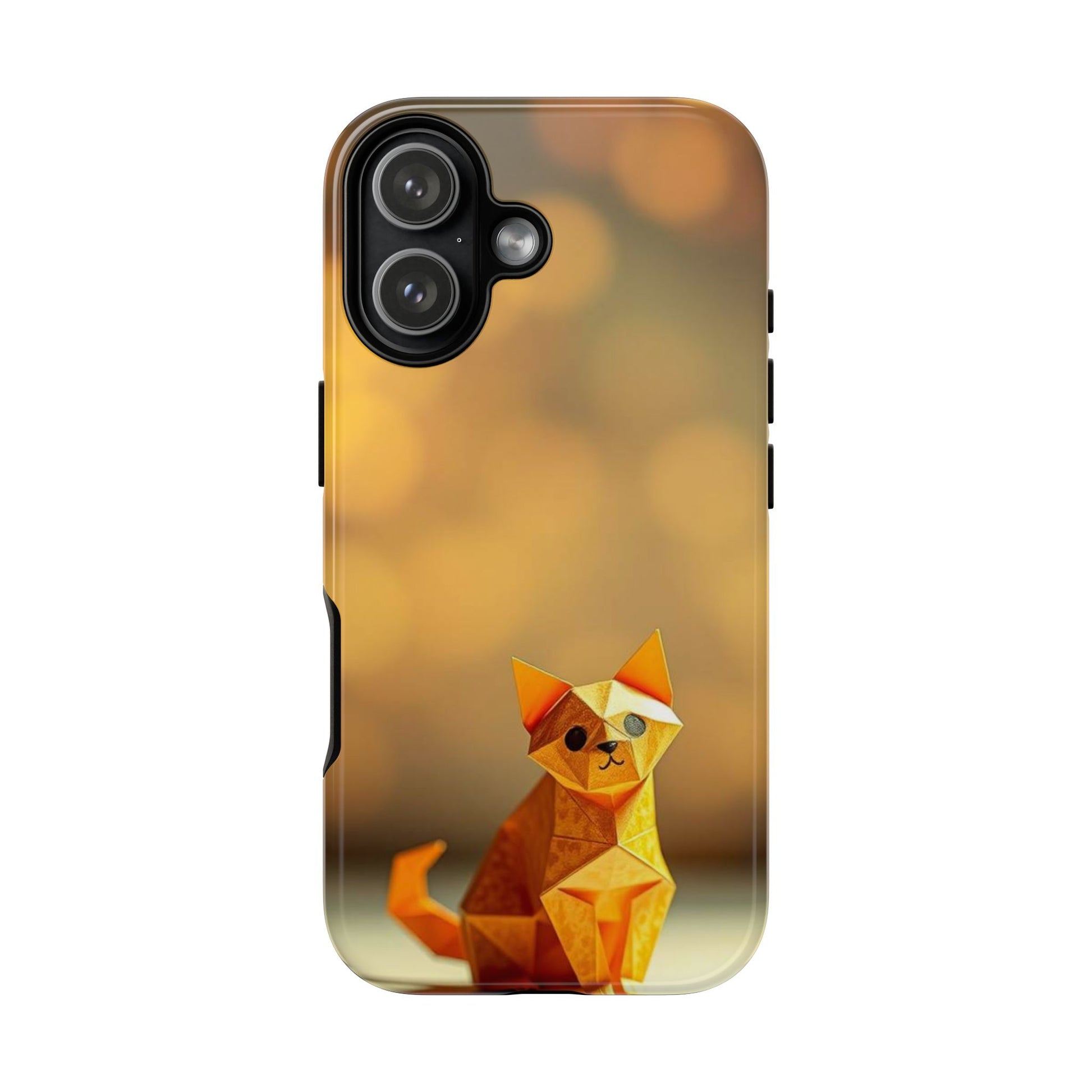 iPhone 17 / Glossy Phone Case - Origami Cat Design Phone Case