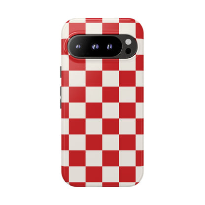 Red Checked Pattern Phone Case - Red Phone Case - Google Pixel 9 Pro / Glossy