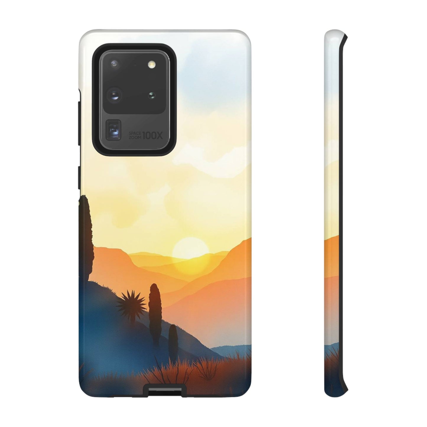 Samsung Galaxy S20 Ultra / Glossy Phone Case - Watercolour Sunset Design Phone Case