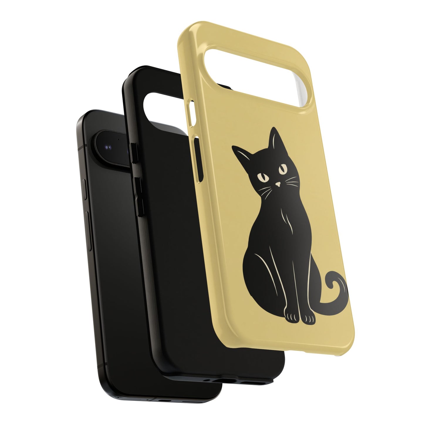 Minimalist Butter Yellow & Black Cat Phone Case