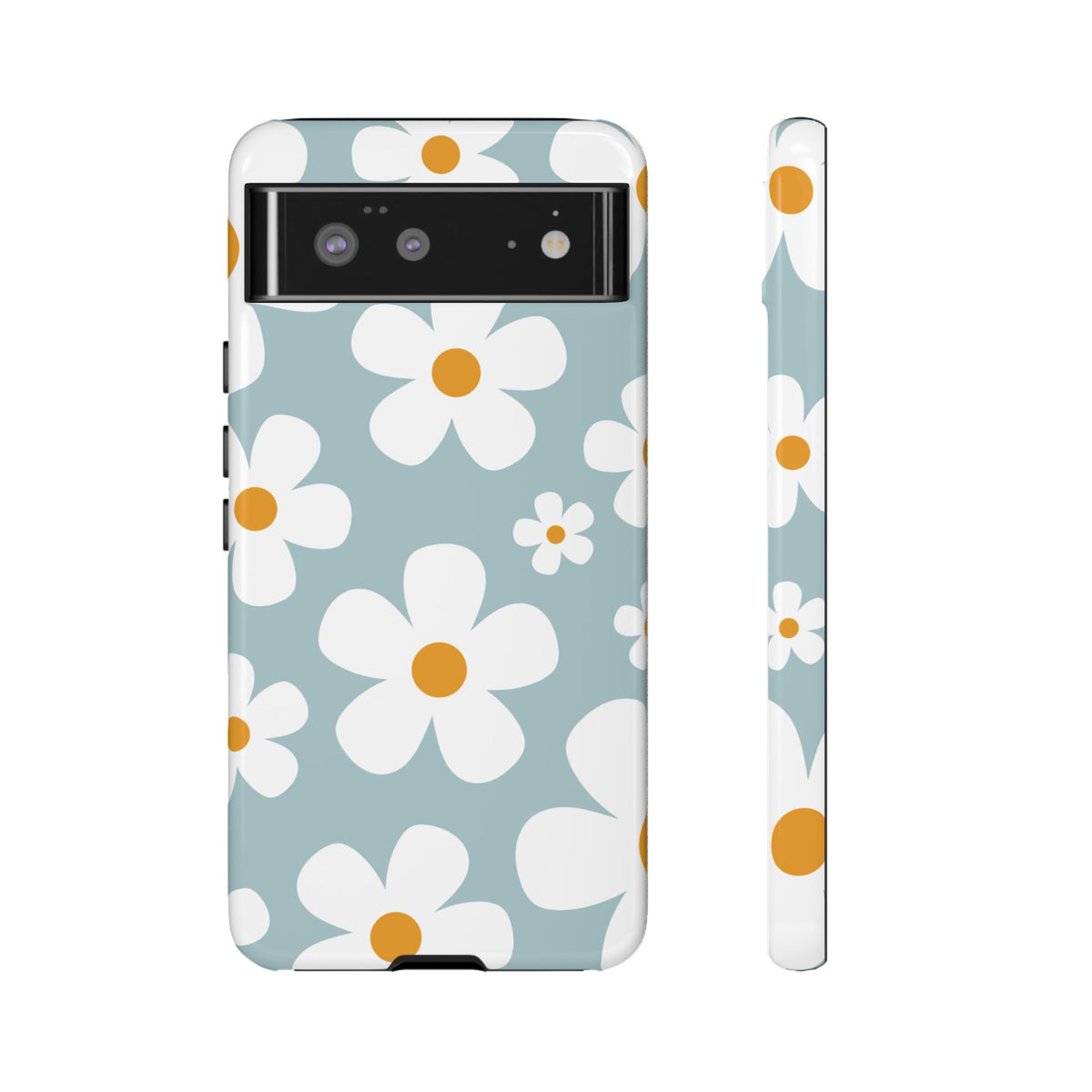 Cute Blue Daisy Pattern Phone Case - Blue Phone Case - Google Pixel 6 / Glossy