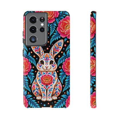 Cute Pink and Turquoise Calavera Bunny Phone Case - Multicolor Phone Case - Samsung Galaxy S21 Ultra / Glossy