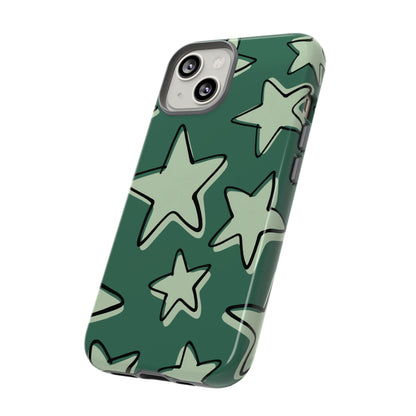 Forest Green Doodle Star Phone Case