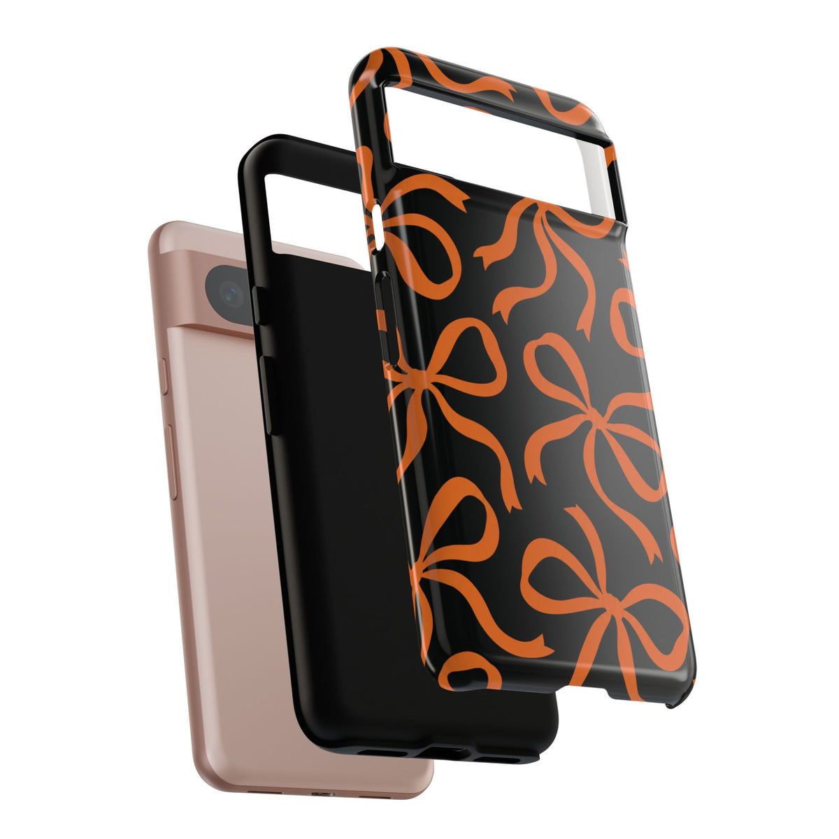 Bold Black and Burnt Orange Bow Pattern Phone Case