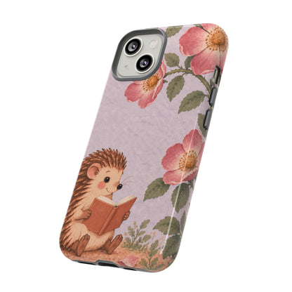 Whimsical Lilac Hedgehog and Wild Rose Phone Case - Purple Phone Case
