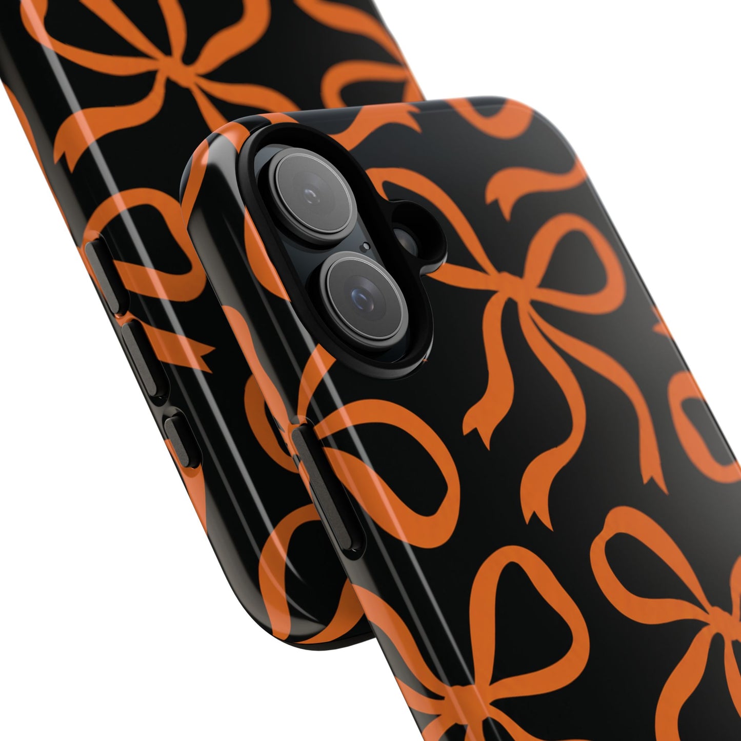 Bold Black and Burnt Orange Bow Pattern Phone Case