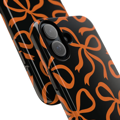 Bold Black and Burnt Orange Bow Pattern Phone Case