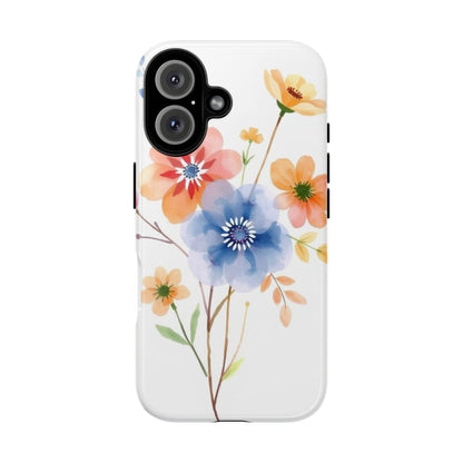 iPhone 16 / Glossy Phone Case - Boho Chic Watercolour Bouquet Pattern Phone Case