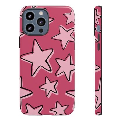 Raspberry Pink Doodle Star Phone Case