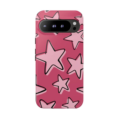 Raspberry Pink Doodle Star Phone Case