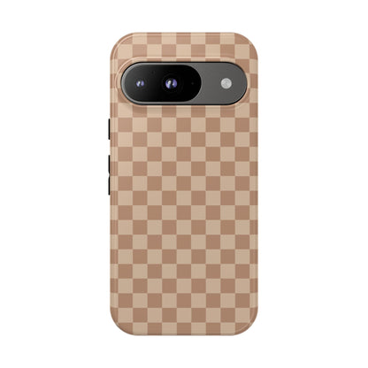 Google Pixel 9 / Glossy Phone Case - ’Bold Tan Checkered Pattern’ Phone Case