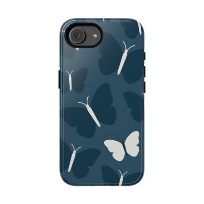 Minimalist Dark Blue Butterfly Pattern Phone Case - Blue Phone Case - iPhone 17e / Glossy