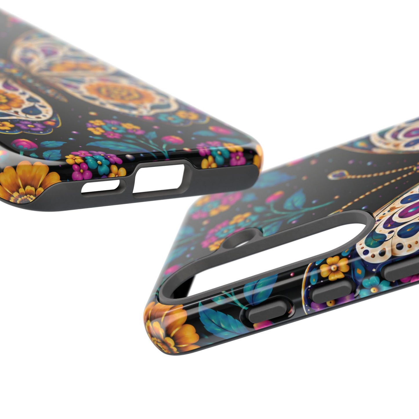 Vibrant Purple and Teal Calavera Butterfly Phone Case - Multicolor Phone Case