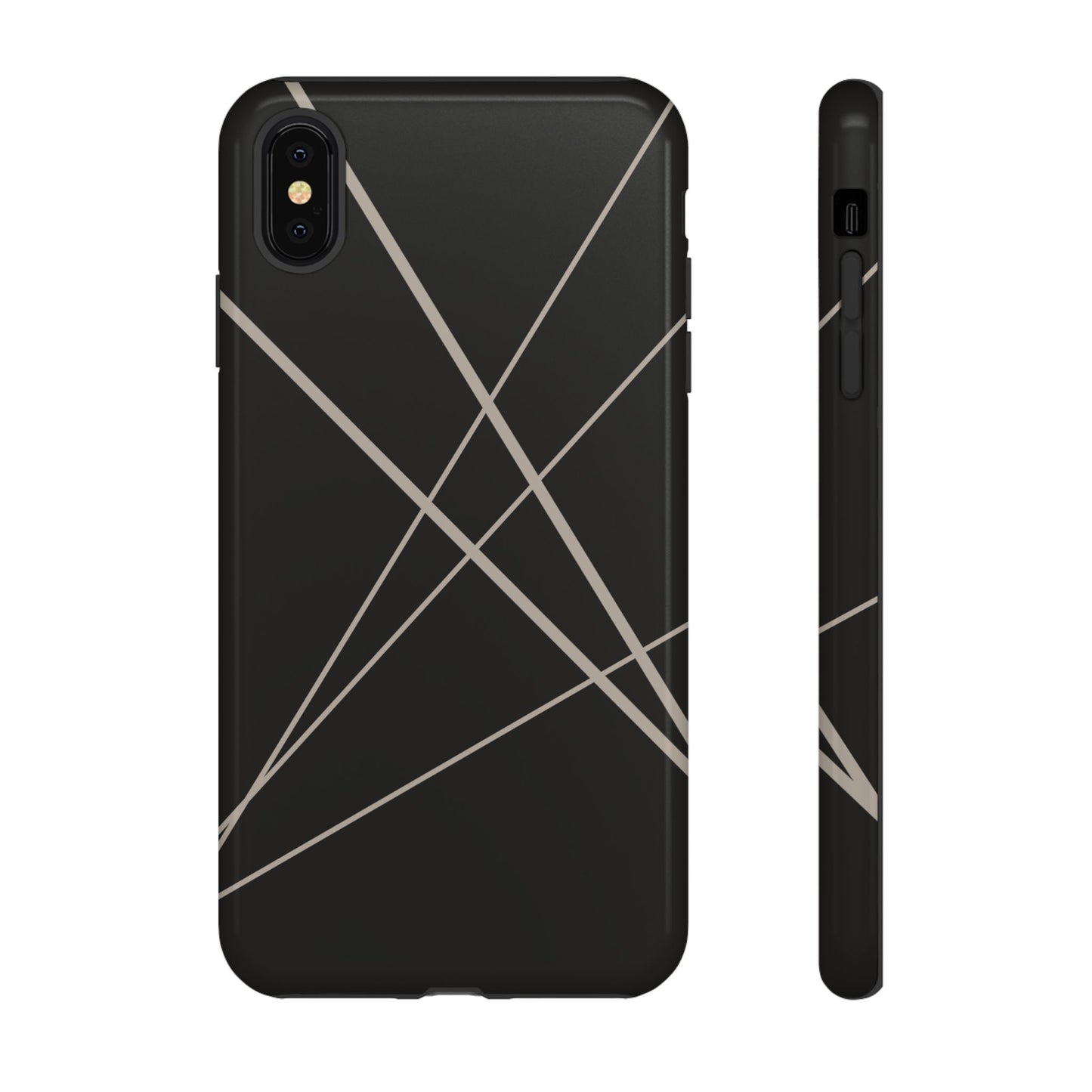 iPhone XS MAX / Glossy Phone Case - Abstract Black with Grey Lines Phone Case
