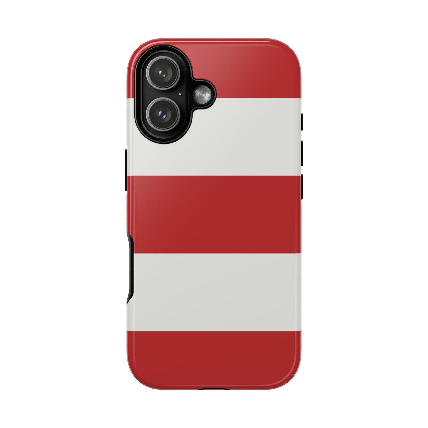iPhone 17 / Glossy Phone Case - Red & White Horizontal Stripe Pattern Phone Case