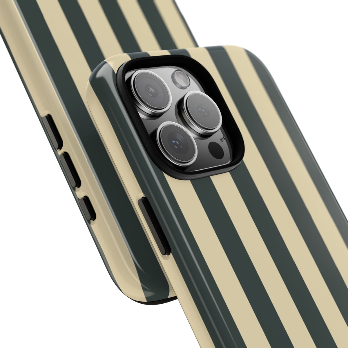 Green & Beige Stripe Pattern Phone Case - Green Phone Case
