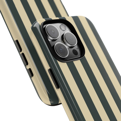 Green & Beige Stripe Pattern Phone Case - Green Phone Case