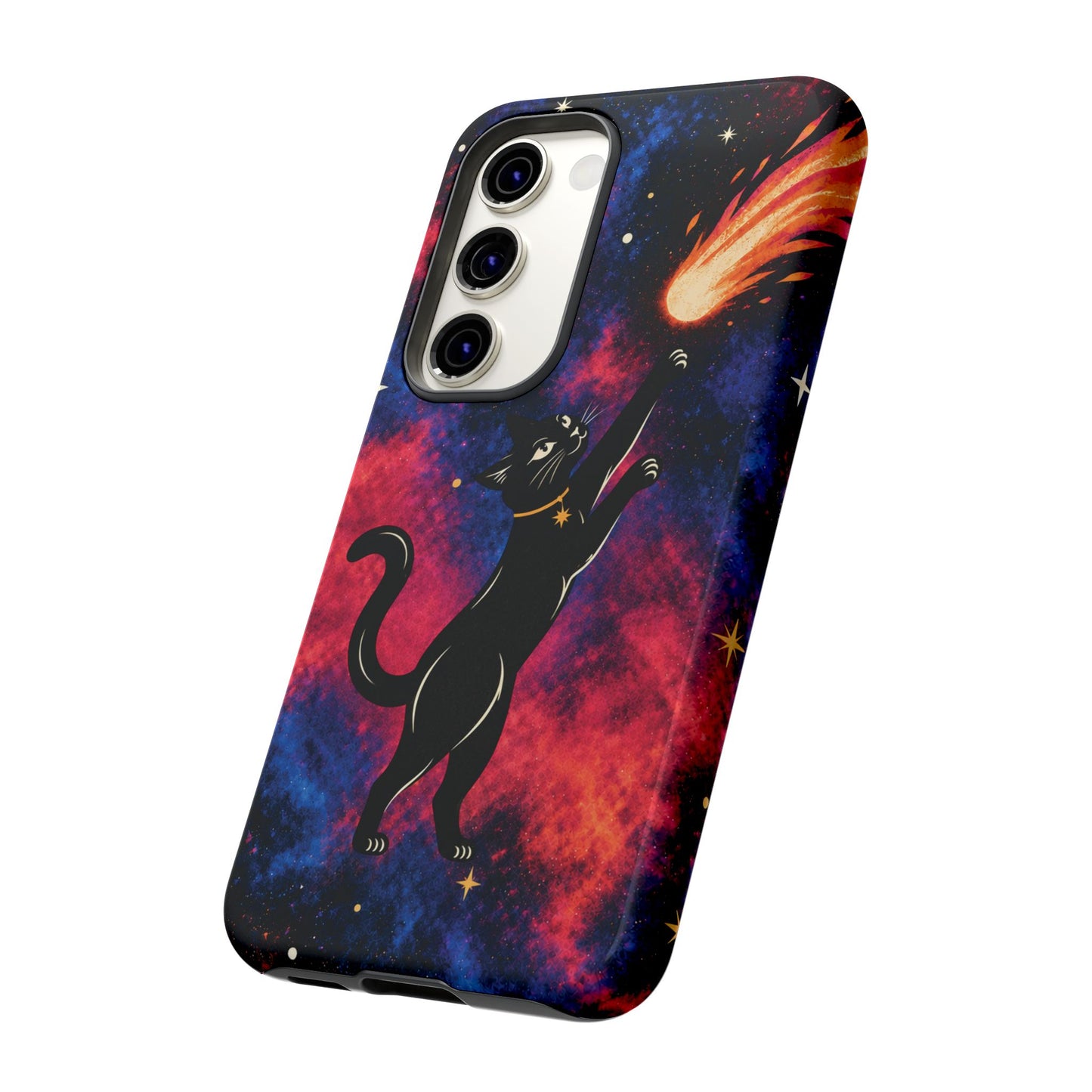 Whimsical Multicolour Celestial Black Cat Phone Case