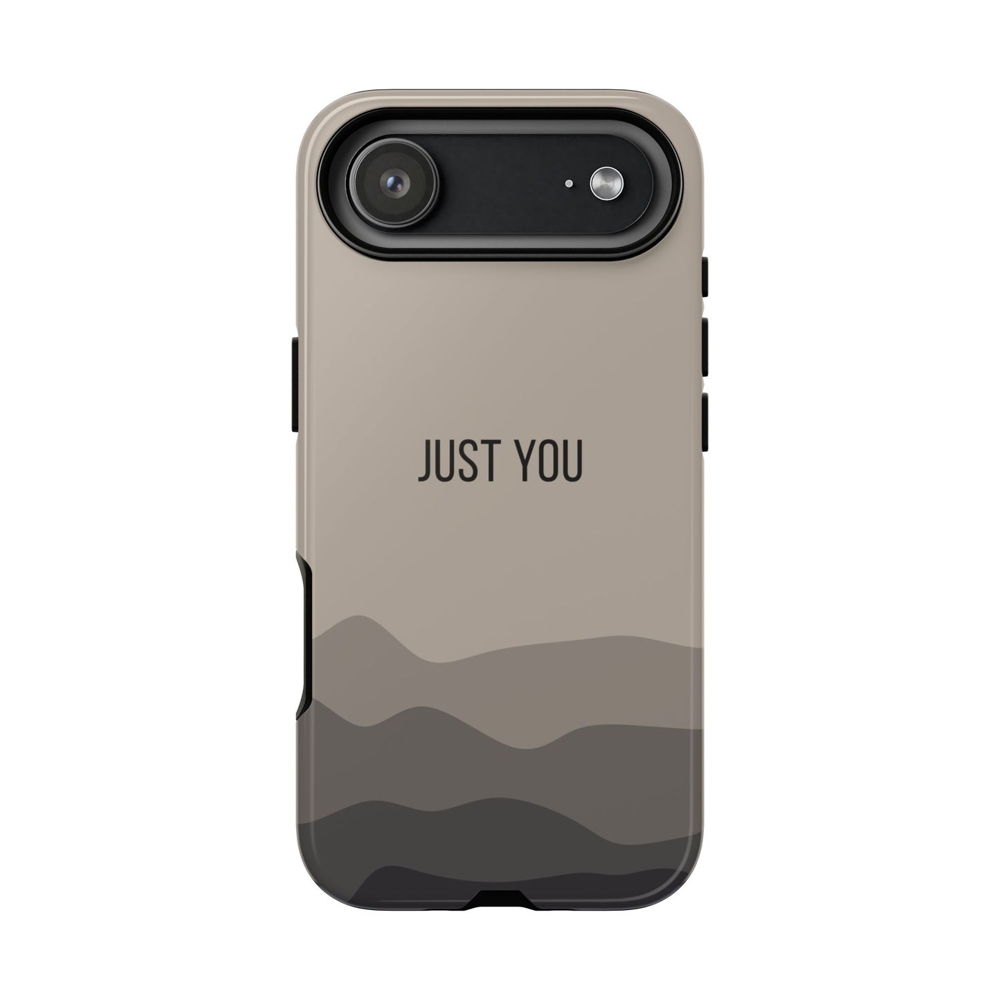 iPhone 17 Air / Glossy Phone Case - Minimalist Beige Waves ’Just You’ Statement Phone Case
