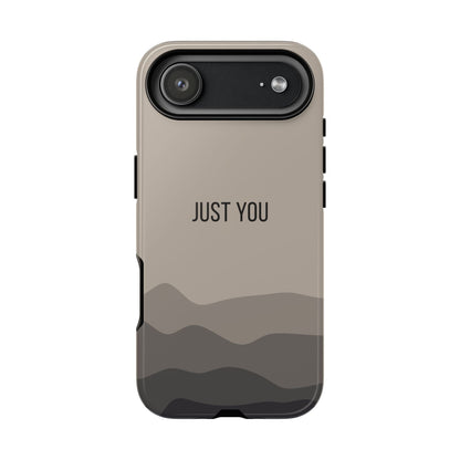 iPhone 17 Air / Glossy Phone Case - Minimalist Beige Waves ’Just You’ Statement Phone Case