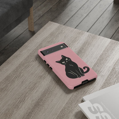 Minimalist Blush Pink & Black Cat Phone Case