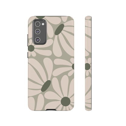 Retro Cream & Green Daisy Pattern Phone Case - White Phone Case - Samsung Galaxy S20 FE / Glossy