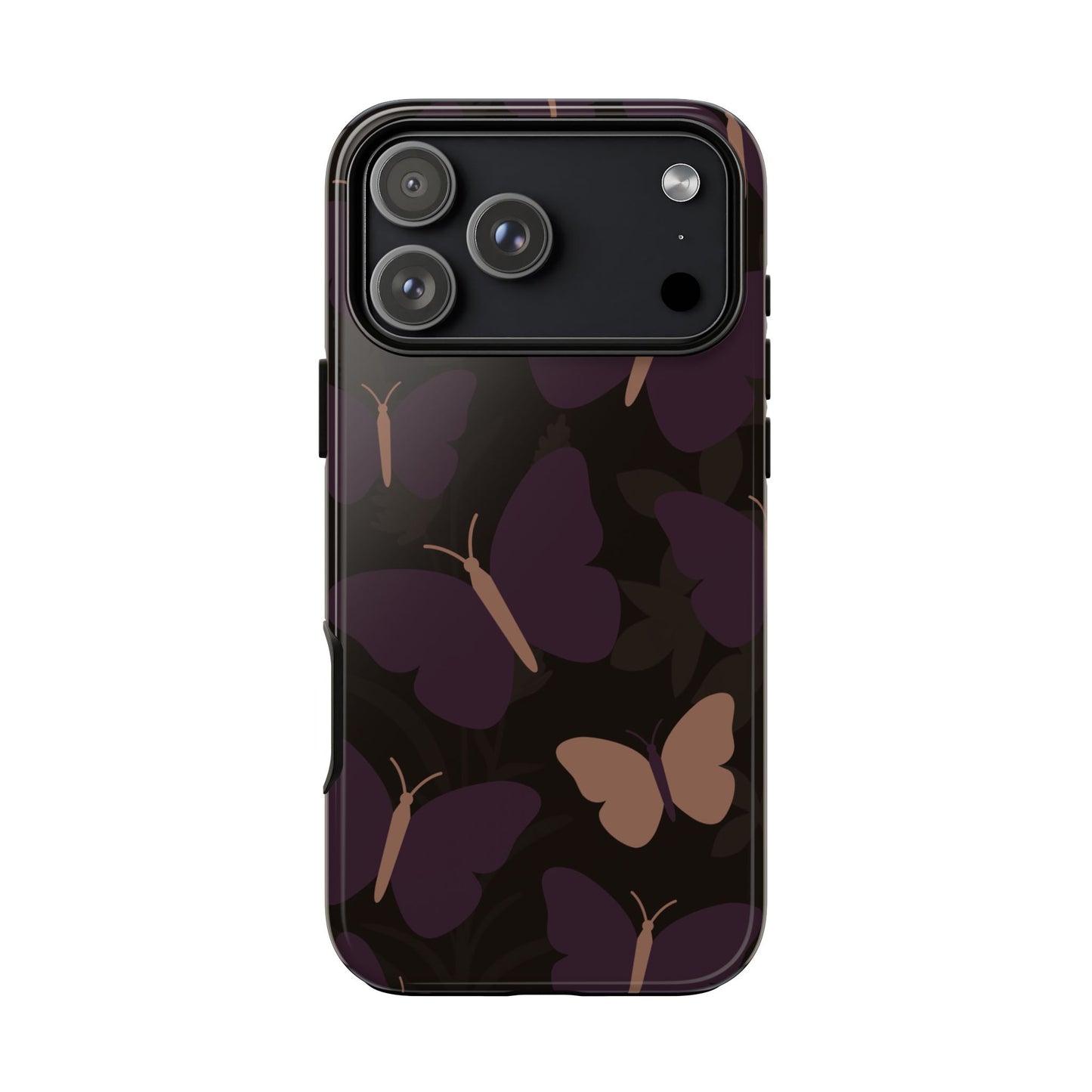 iPhone 17 Pro Max / Glossy Phone Case - Minimalist Purple Butterfly Pattern Phone Case