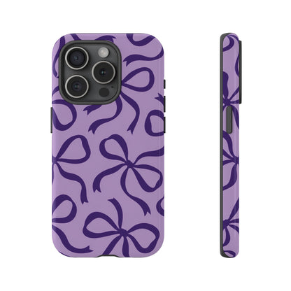 Bold Lilac and Deep Purple Bow Pattern Phone Case