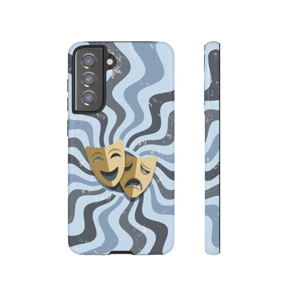 Comedy & Tragedy Masks – Blue Minimal Retro Wave Phone Case - Blue Phone Case - Samsung Galaxy S21 FE / Glossy
