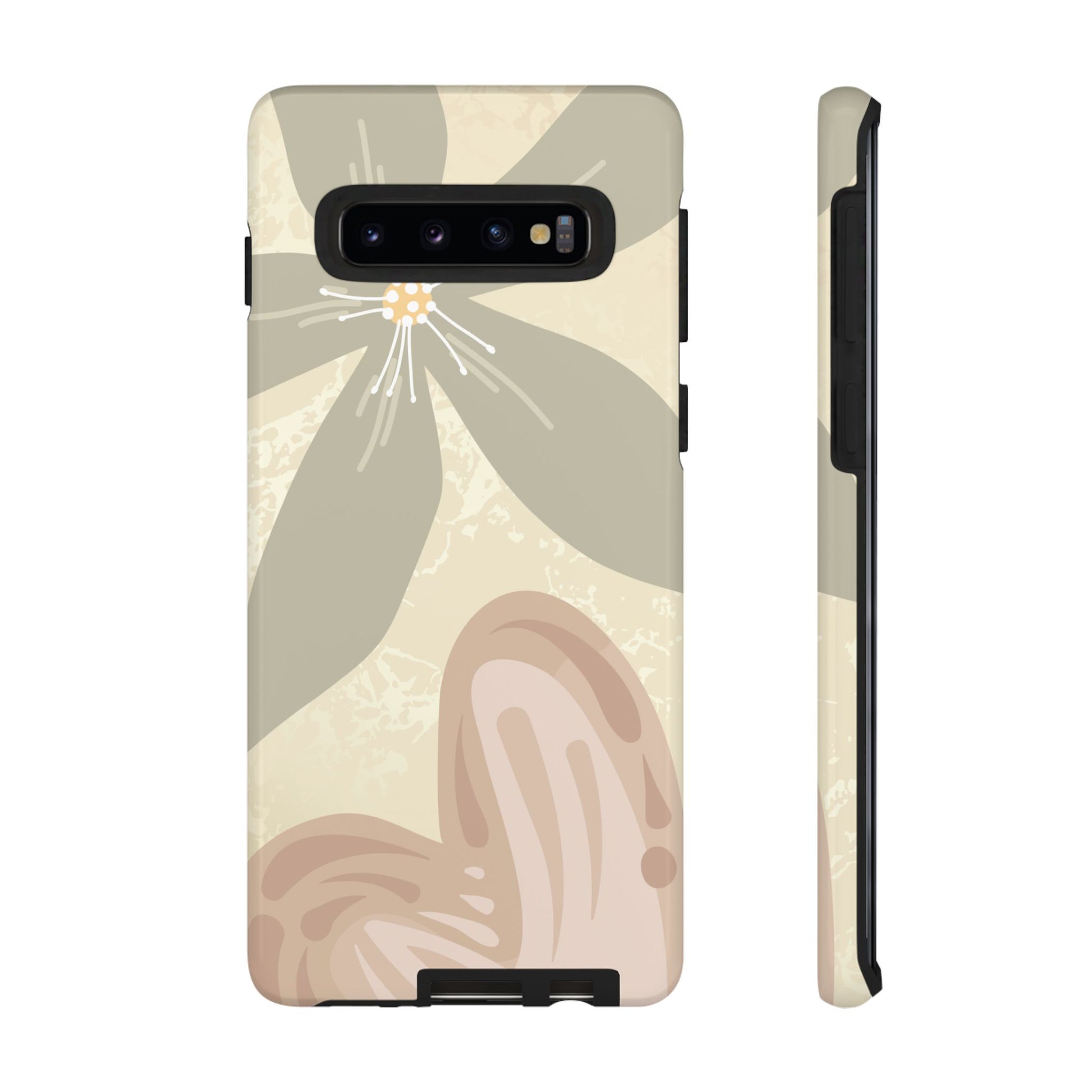 Hibiscus Heart Pattern Phone Case - Beige Phone Case - Samsung Galaxy S10 / Glossy