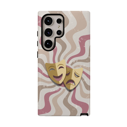 Comedy & Tragedy Masks – Pink Minimal Retro Wave Phone Case - Pink Phone Case - Samsung Galaxy S24 Ultra / Glossy