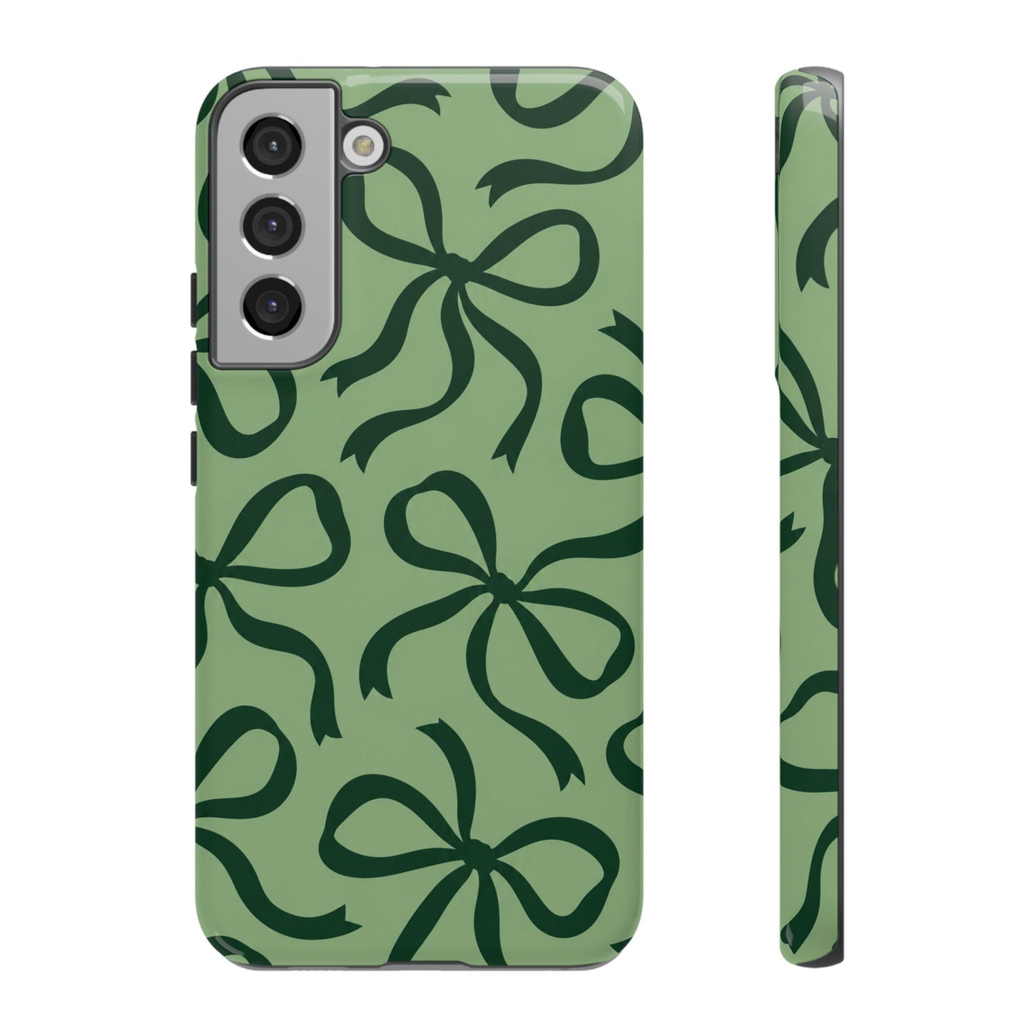 Bold Sage Green and Forest Green Bow Pattern Phone Case