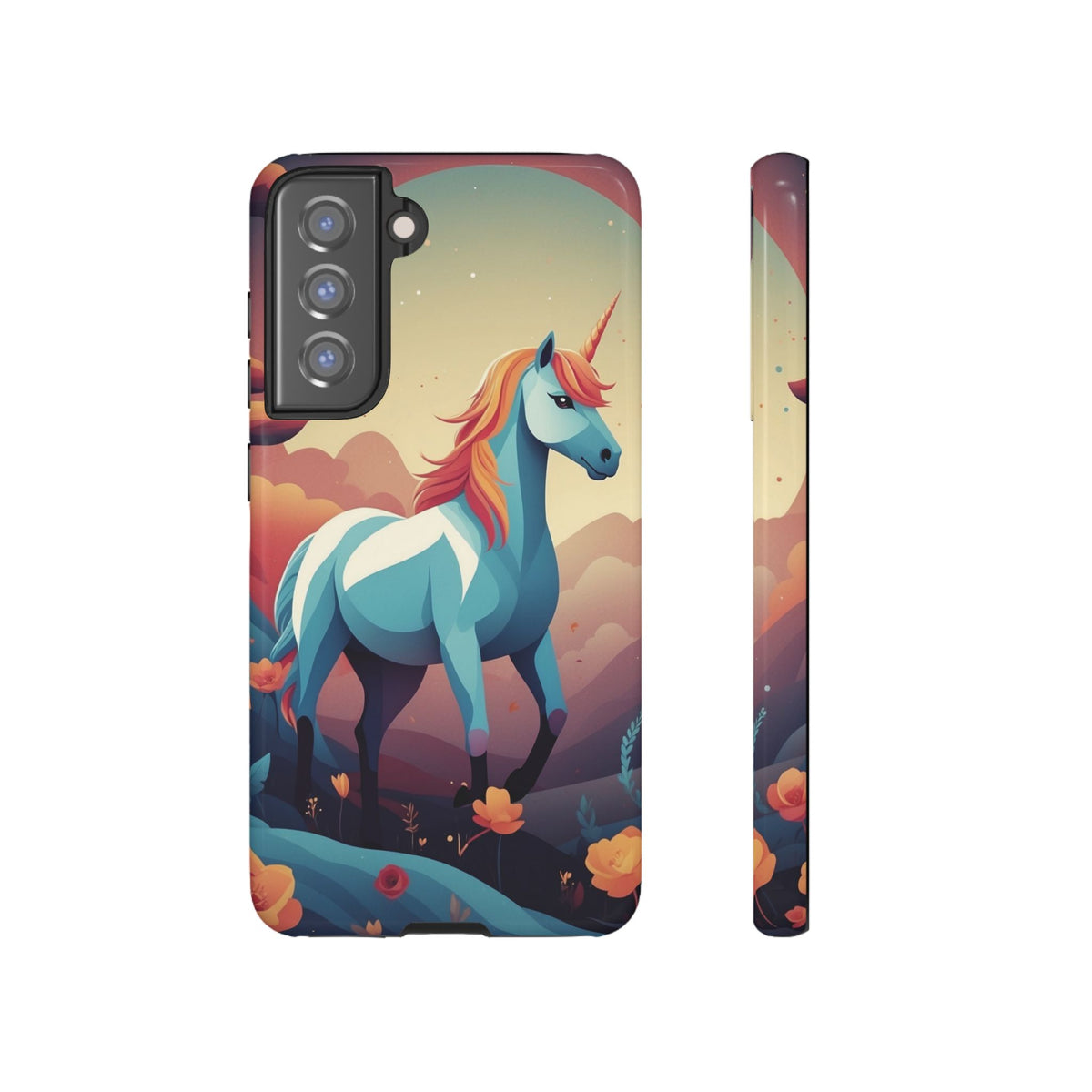 Stylised Unicorn Design Phone Case - Multicolor Phone Case - Samsung Galaxy S21 FE / Glossy