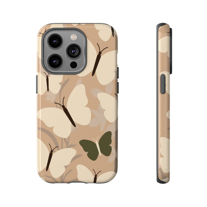 Minimalist Beige Butterfly Pattern Phone Case - Beige Phone Case - iPhone 14 Pro / Glossy