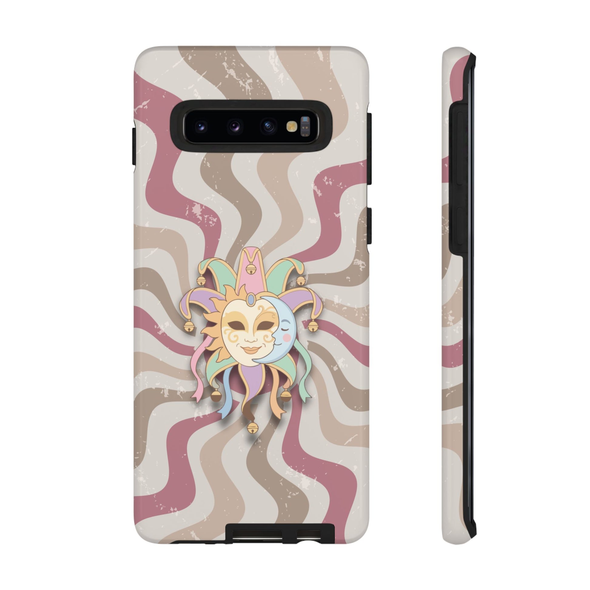 Sun & Moon Jester Mask – Pink Retro Wave Phone Case - Pink Phone Case