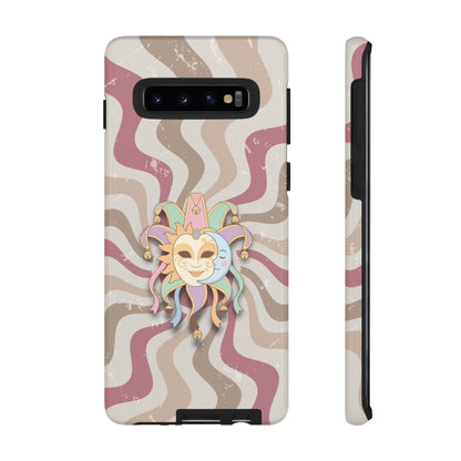 Sun & Moon Jester Mask – Pink Retro Wave Phone Case - Pink Phone Case