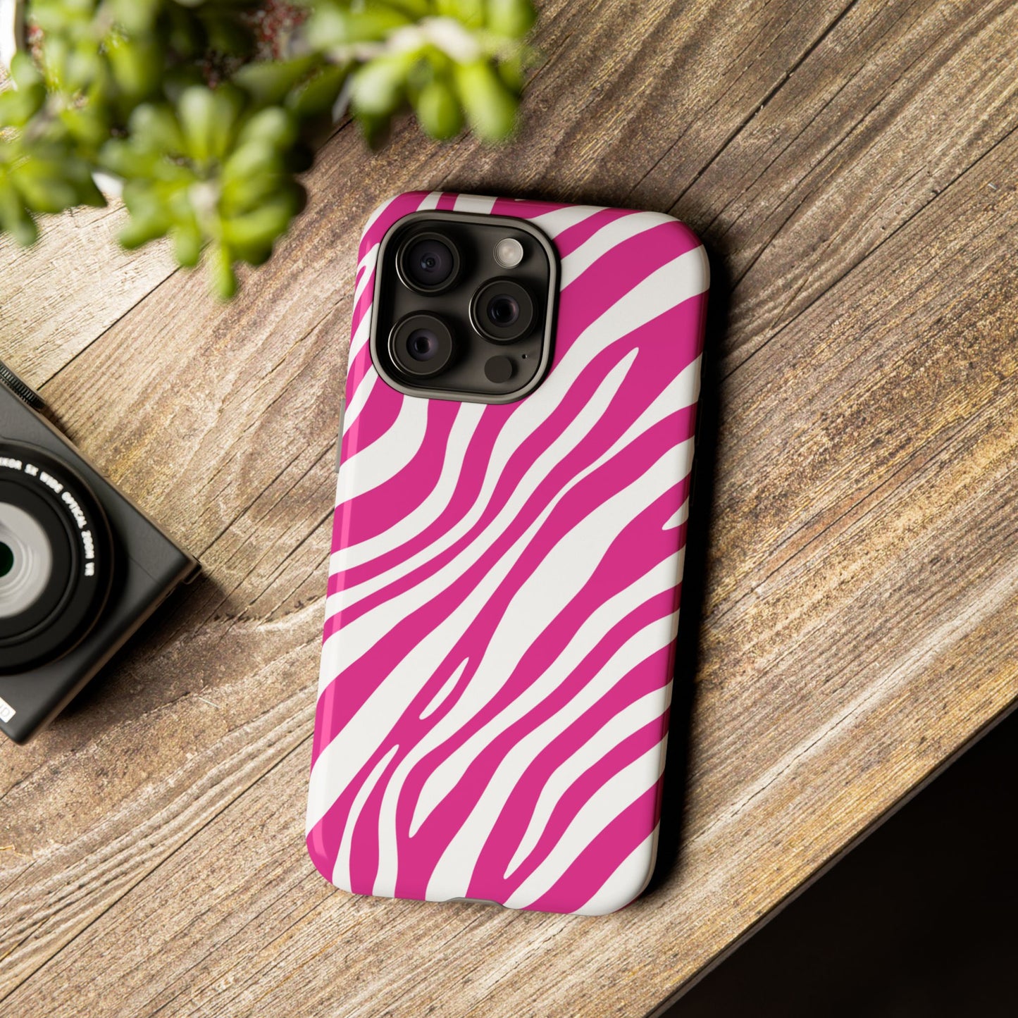 Modern Hot Pink Zebra Print Phone Case