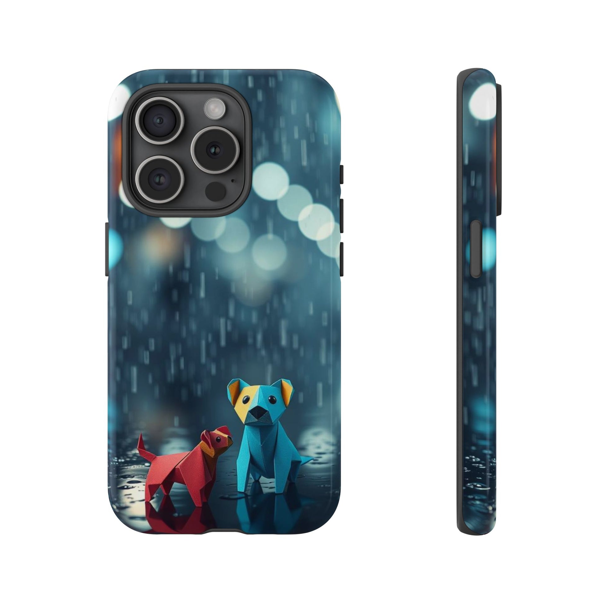 Cute Origami ’Wee Pals’ Design Phone Case - Blue Phone Case - iPhone 15 Pro / Glossy