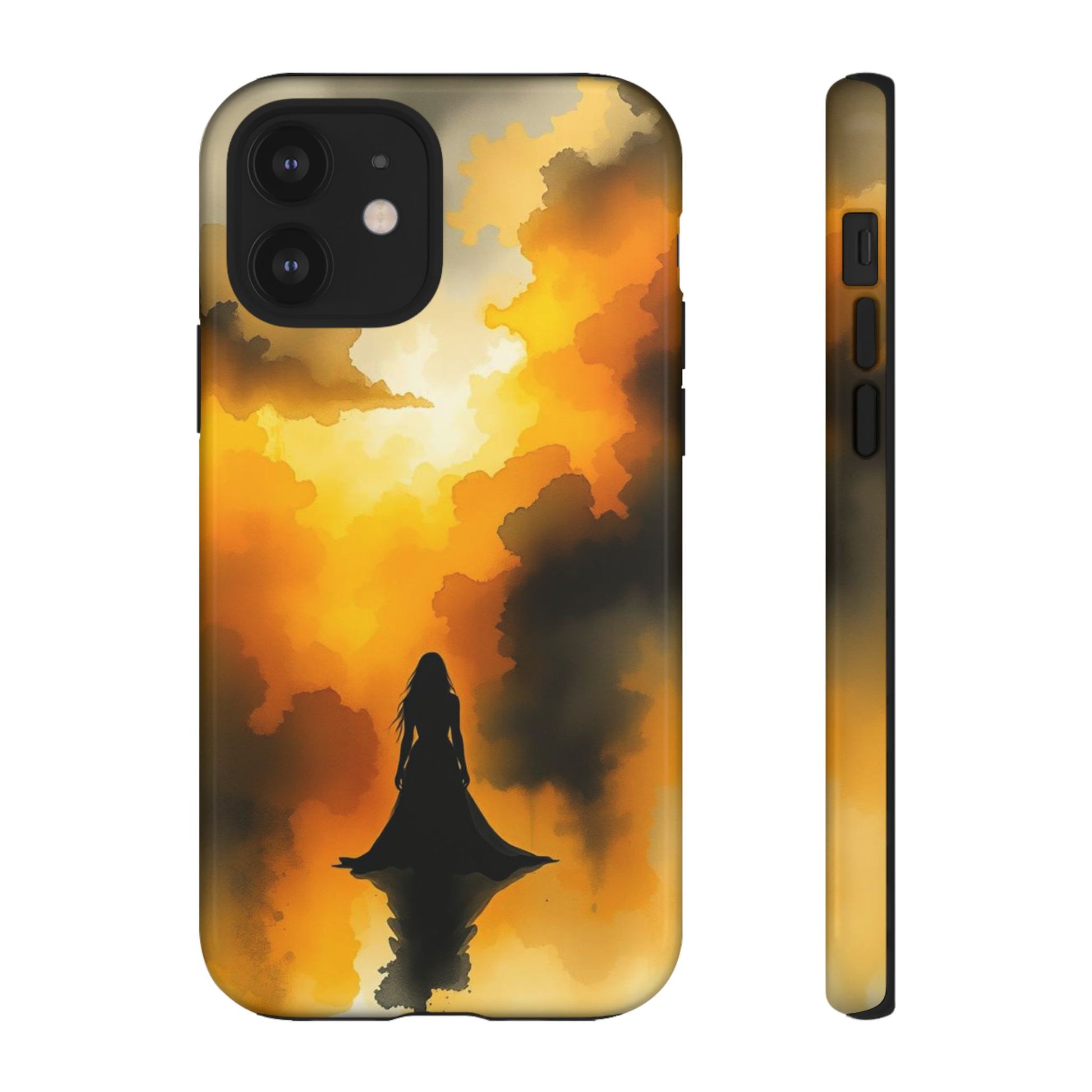 Watercolour Gothic Woman in Black Phone Case - Multicolor Phone Case - iPhone 12 / Glossy