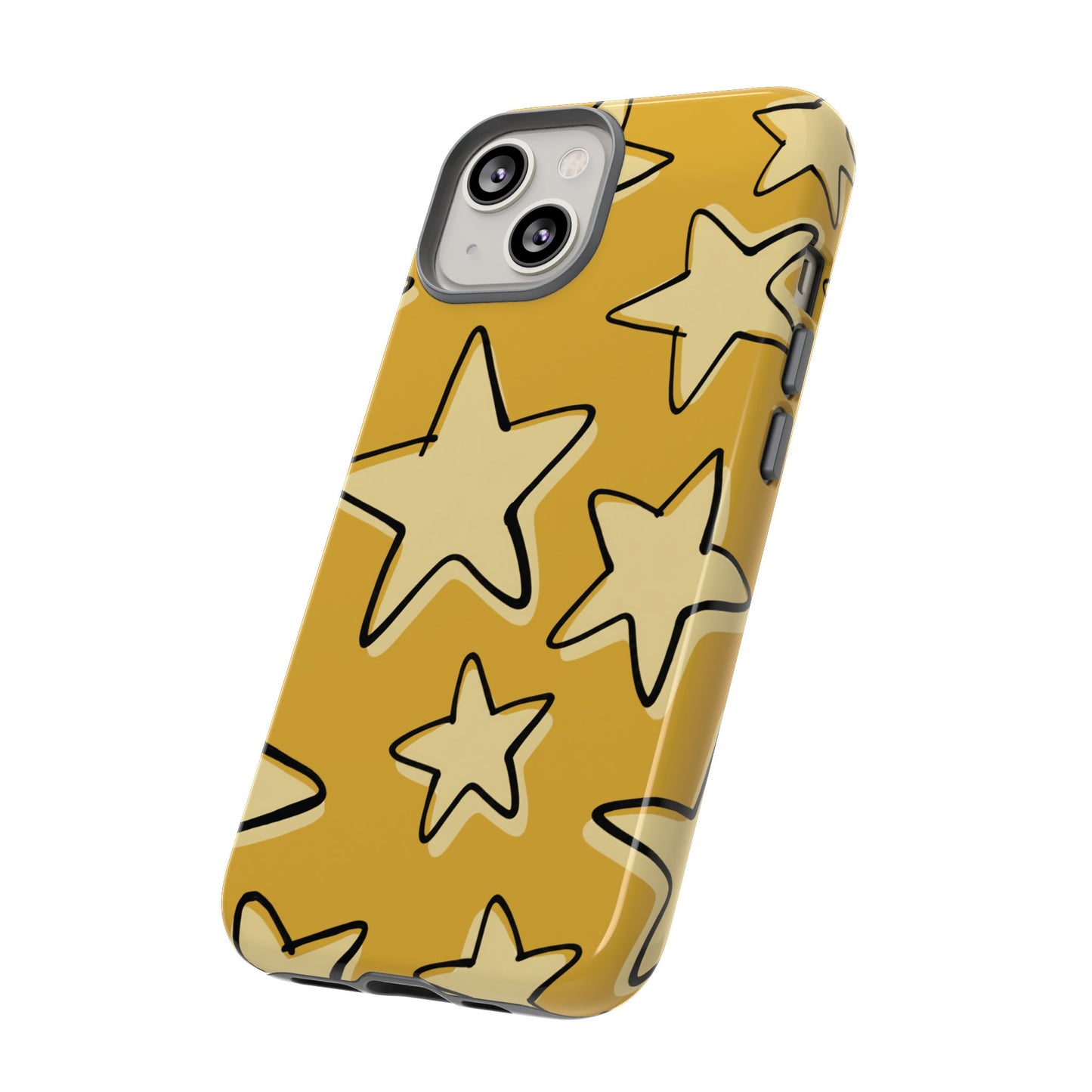 Golden Yellow Doodle Star Phone Case