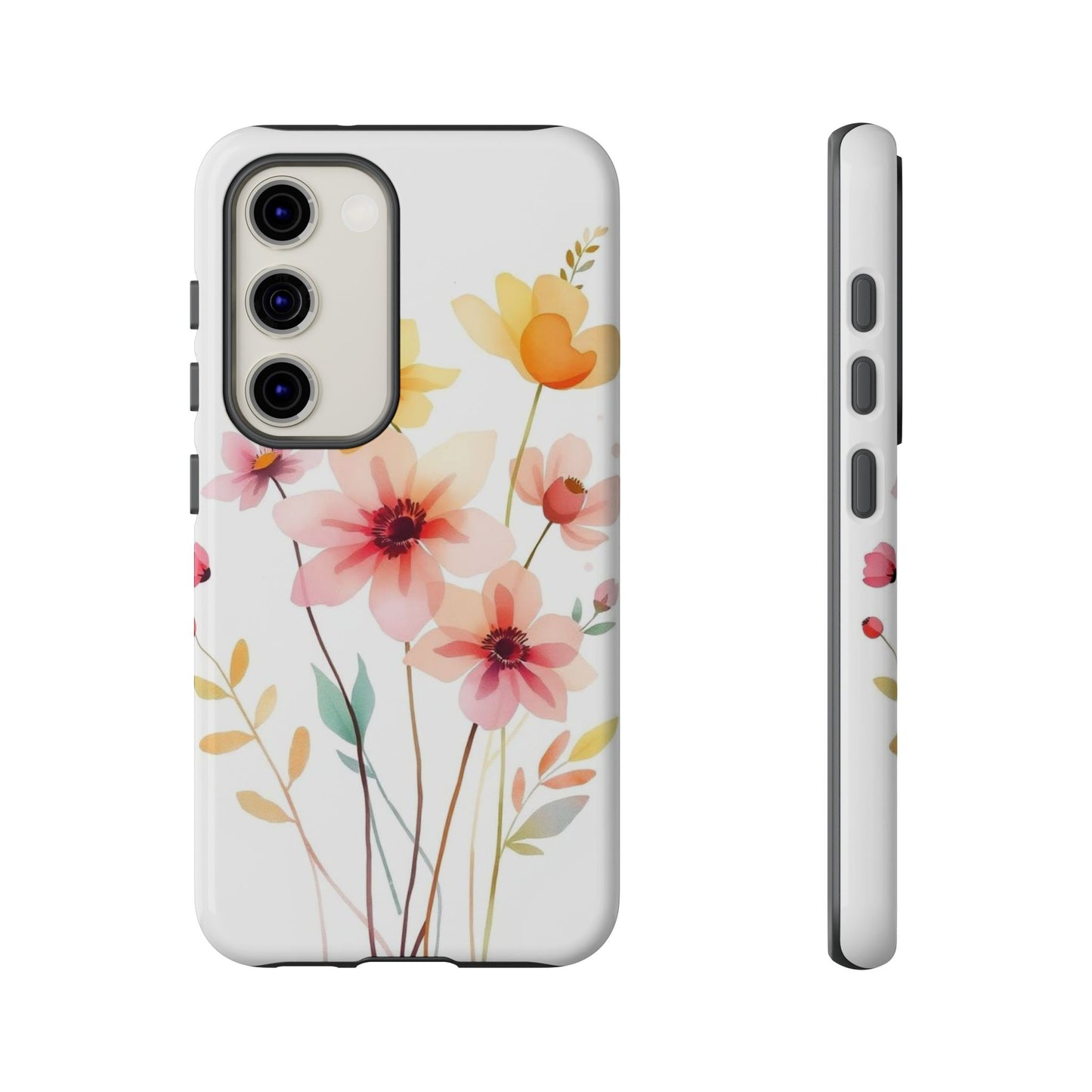 Samsung Galaxy S23 / Glossy Phone Case - Boho Chic Watercolour Blooms Design Phone Case