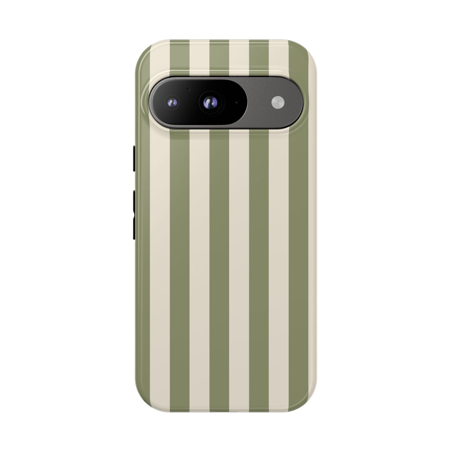 Google Pixel 9 / Glossy Phone Case - ’Olive & Beige Stripe Pattern’ Phone Case