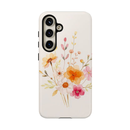 Samsung Galaxy S24 / Glossy Phone Case - Boho Chic Watercolour Flower Pattern Phone Case