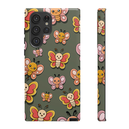 Samsung Galaxy S22 Ultra / Glossy Phone Case - Green Butterfly Sticker Design Phone Case