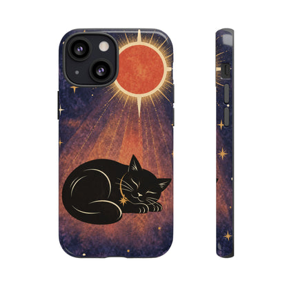 Whimsical Violet Celestial Black Cat Phone Case