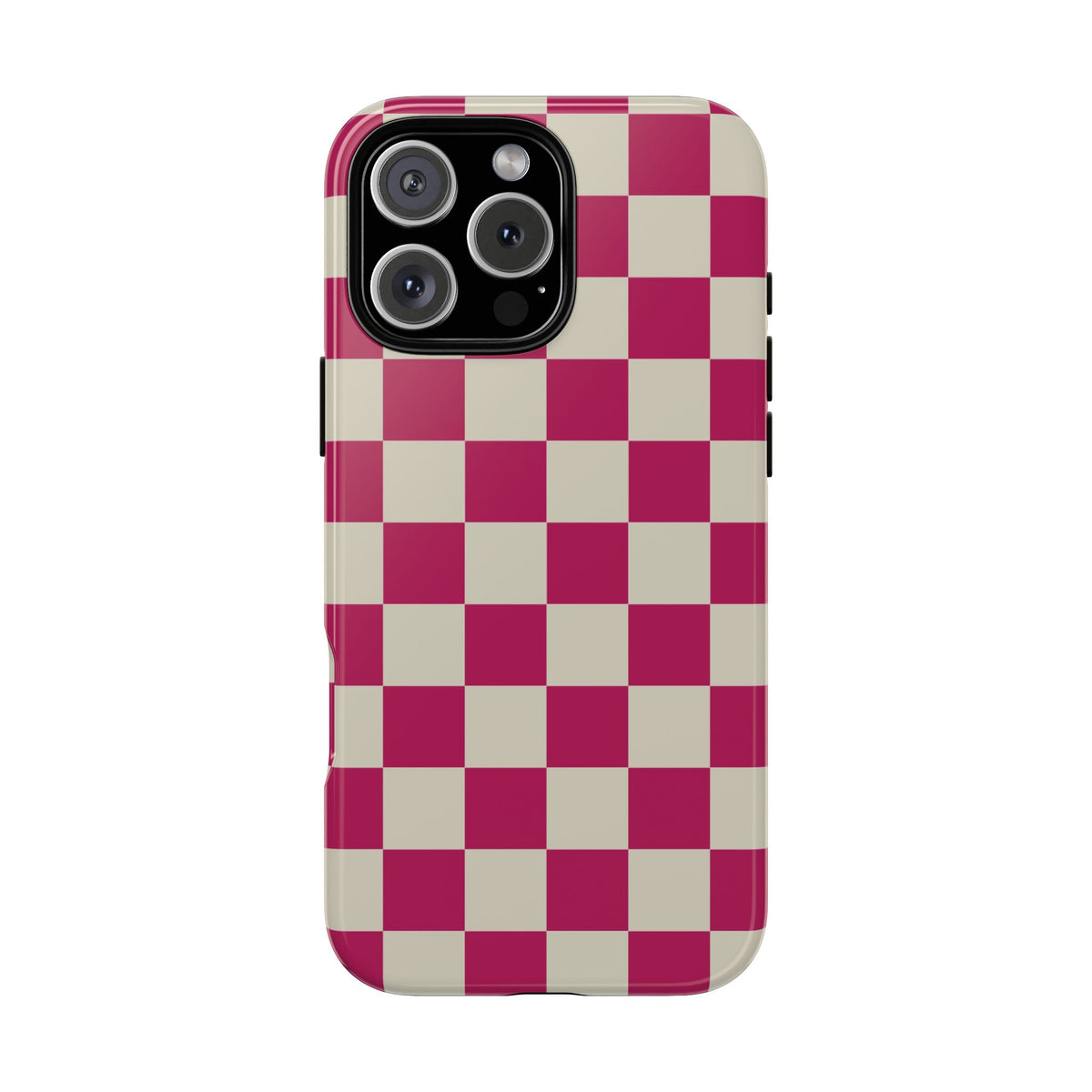 Pink & White Checked Pattern Phone Case - Pink Phone Case - iPhone 16 Pro Max / Glossy